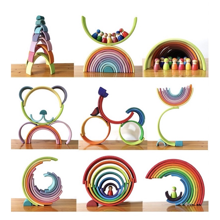 Đồ chơi giáo dục Cầu vồng gỗ Montessori cho bé