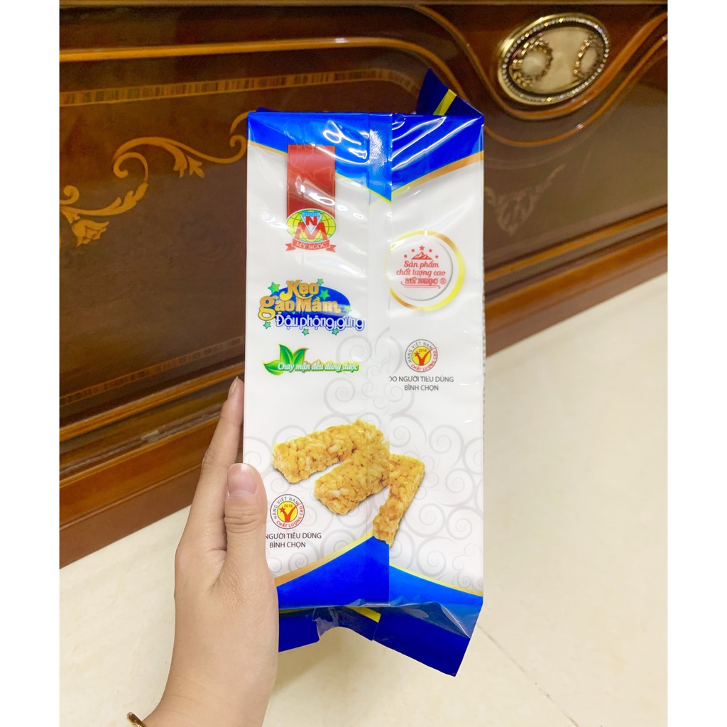 MỸ NGỌC - 200g Kẹo xốp giòn GẠO MẦM ĐẬU PHỘNG GỪNG - Sprouted Rice Candy with Peanuts and Ginger 200g