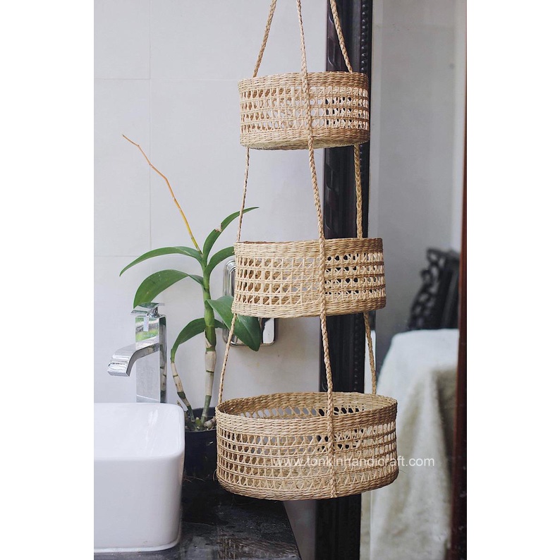 Giỏ cói, rổ cói đan đựng đồ đa năng - Handmade seagrass basket