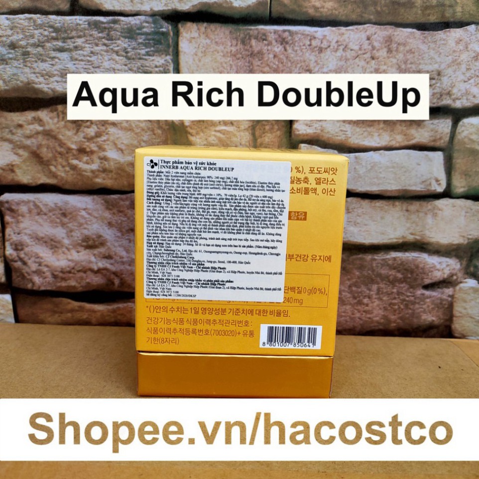 GIÁ SÔC NHIỆT Viên Uống Innerb Aqua Rich , Aqua Rich DoubleUp 70 viên Hỗ Trợ Cấp Nước Và Collagen - Double Up GIÁ SÔC NH