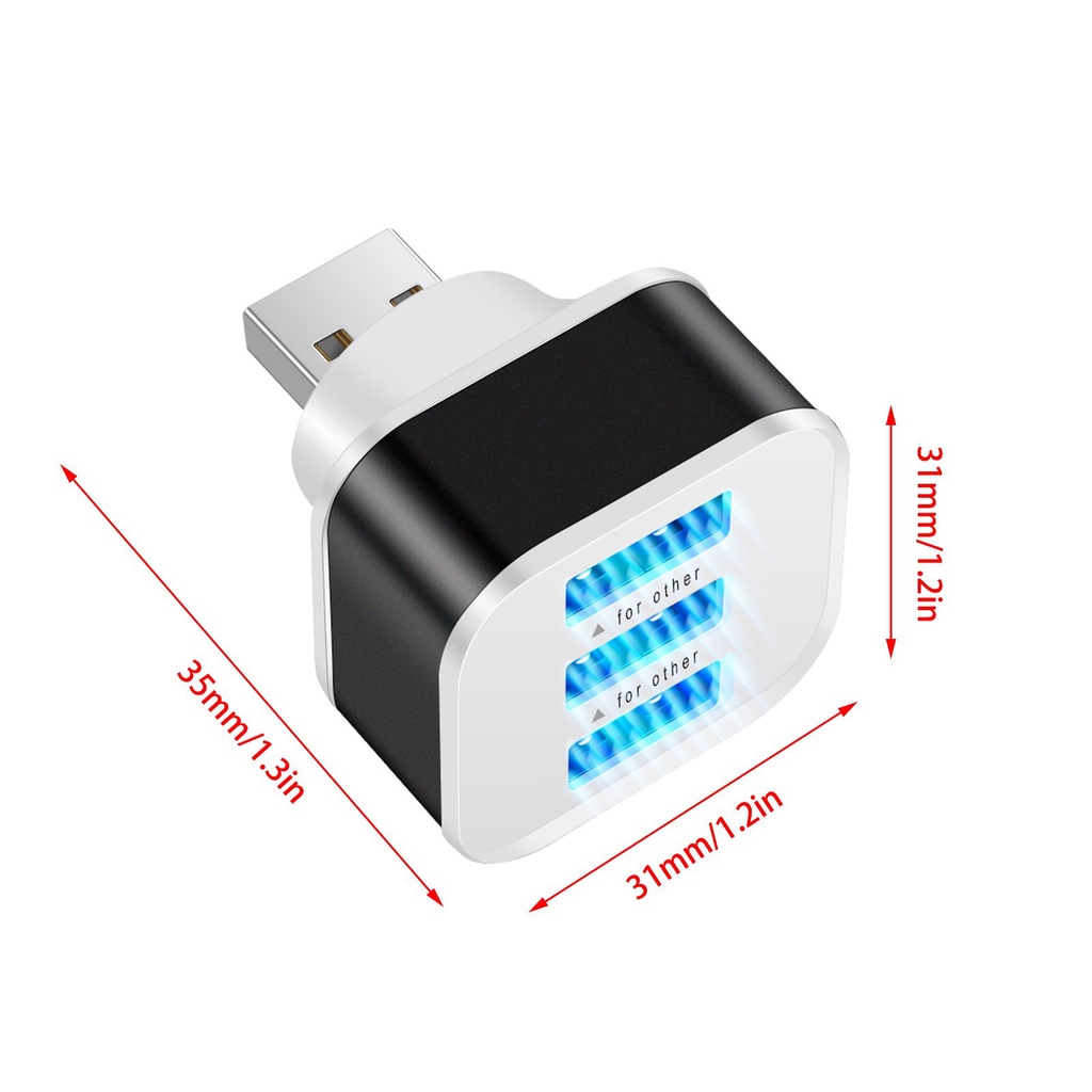 Bộ Chia 3 Cổng Sạc USB 2.0 3 Trong 1 Cho Điện Thoại / Máy Tính Bảng / Laptop