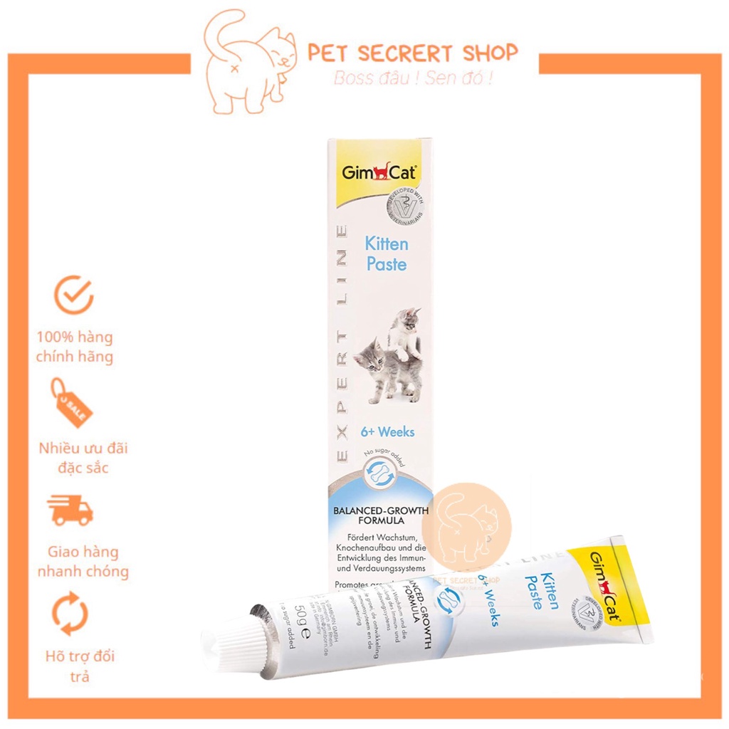 Gel dinh dưỡng GIMCAT KITTEN PASTE Cho Mèo Con Trên 6 Tuần Tuổi 50gr