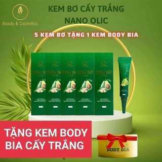 Combo 5 Hộp Kem Bơ Olic Nano cấy trắng TẶNG 1 Kem Body Bia Olic 100gram