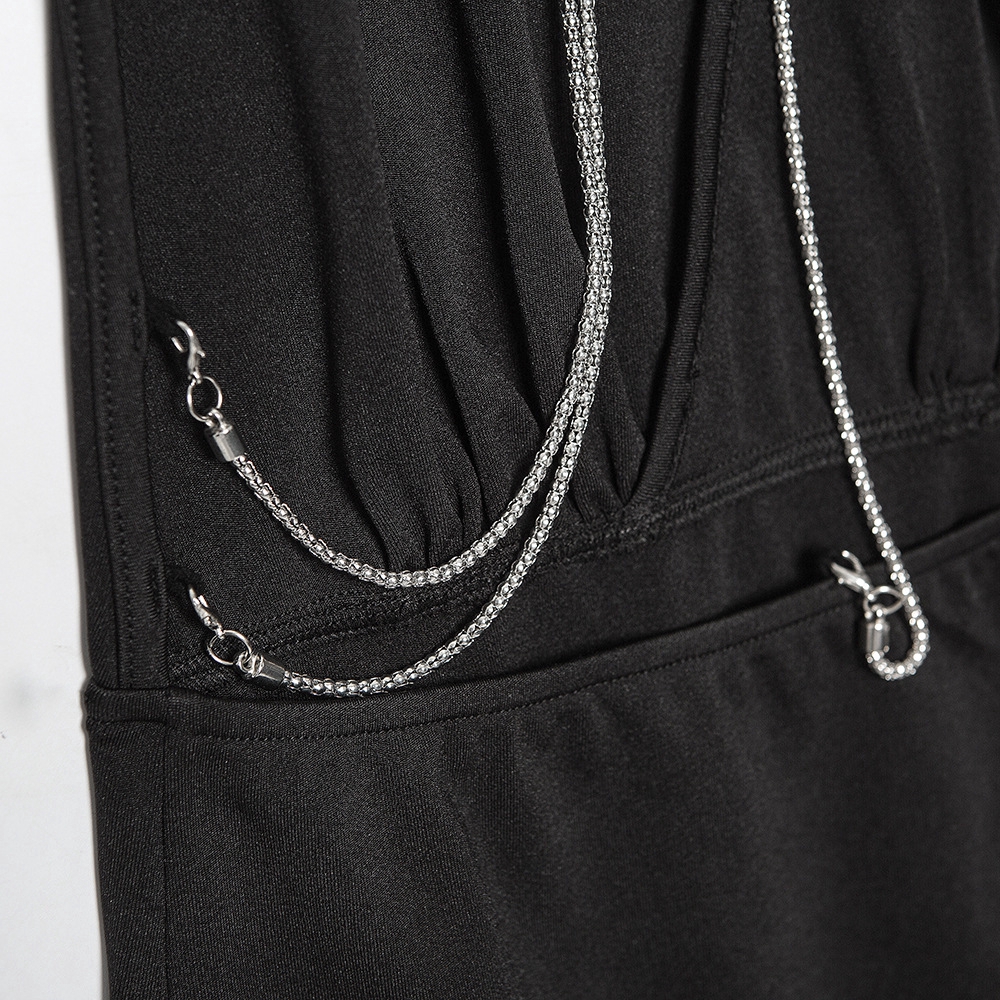COD DUNEA Sexy Backless Chain V Neck Halter Mini Dress Women Plain Party Dress | BigBuy360 - bigbuy360.vn