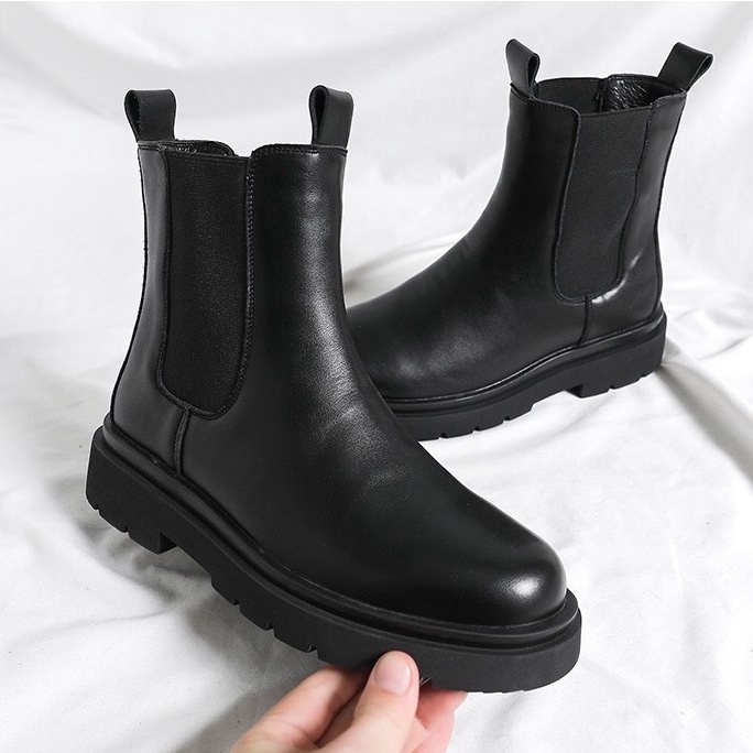 Giày Chelsea Boots mũi tròn, Giày da nam HOMME đế 4,5cm tăng chiều cao 6032-R