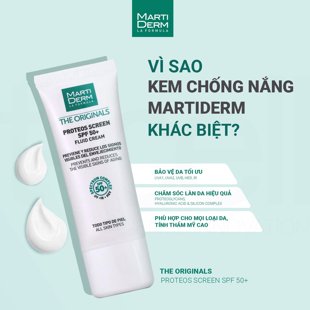 ✅[NHẬP KHẨU] Kem Chống Nắng Phổ Rộng Ngừa Lão Hóa, Nám Da MartiDerm The Originals Proteos Screen SPF50+ 40ml