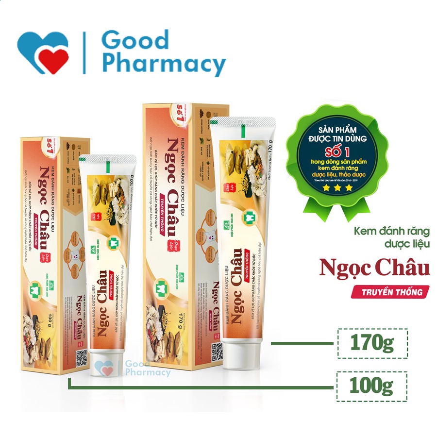 [CHÍNH HÃNG] Kem đánh răng dược liệu Ngọc Châu Truyền Thống (HOA LINH) tuýp 100g / 170g - Sạch răng miệng, loại mảng bám