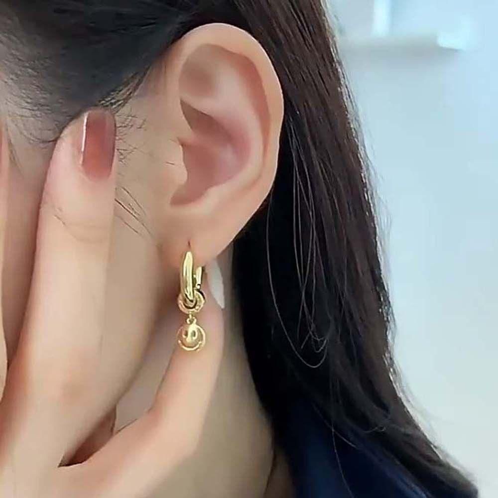 MXGOODS Bông Tai Hình Tròn Họa Tiết Mặt Cười Phong Cách Hàn Quốc Thời Trang Cho Nữ