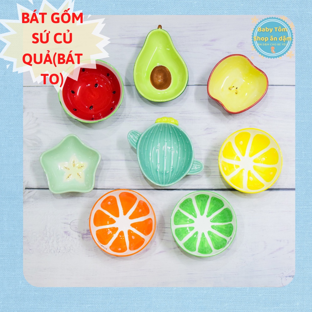 Bát ăn dặm gốm sứ hình quả táo, quả dưa hấu, quả chanh, quả bơ NPP Baby Tôm