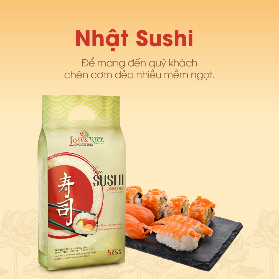 Gạo Nhật Sushi Lotus Rice 5kg - Chuẩn nhà hàng Nhật