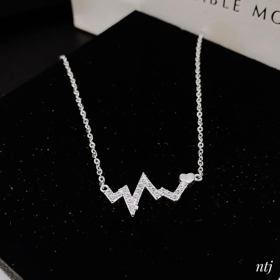 Dây chuyền nữ bạc thật mẫu nhịp tim đính đá nhỏ xinh xắn - Kho sỉ bạc Nhất Linh