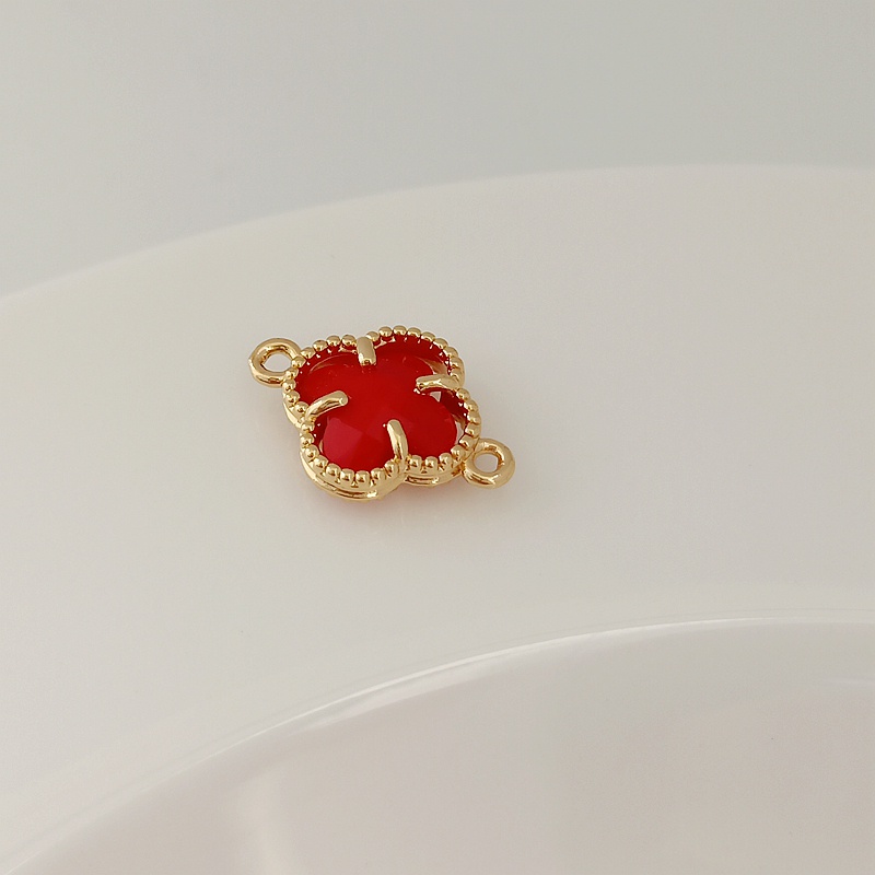 Hạt charm Mặt dây chuyền hình cỏ bốn lá mạ vàng 14K đính đá Zircon sang trọng 12mm DIY