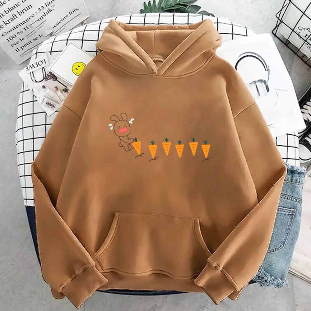 Áo hoodie nam nữ Thỏ Nhổ Cà Rốt dễ thương, chất nỉ dày dặn, nón 2 lớp, thích hợp làm áo cặp William - DS131