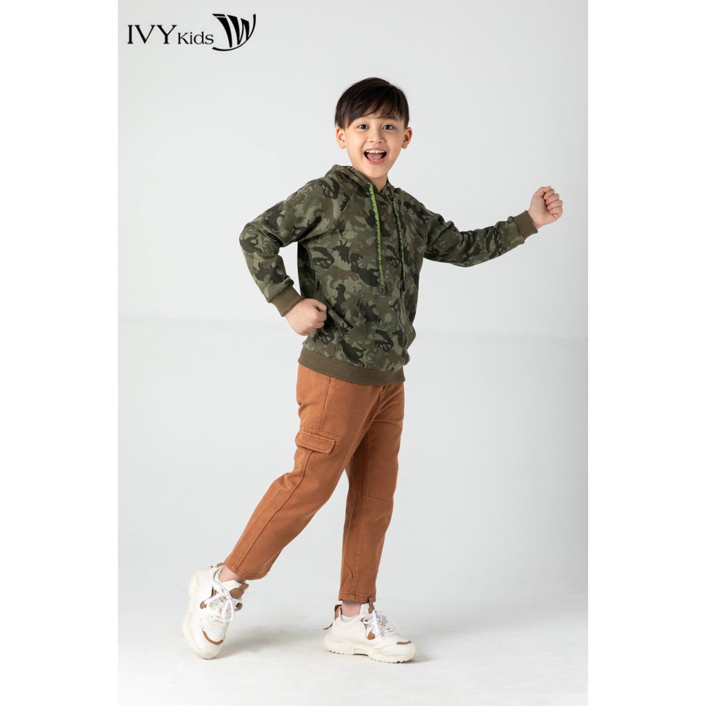 Áo hoodie rằn ri bé trai IVY moda MS 59K1426