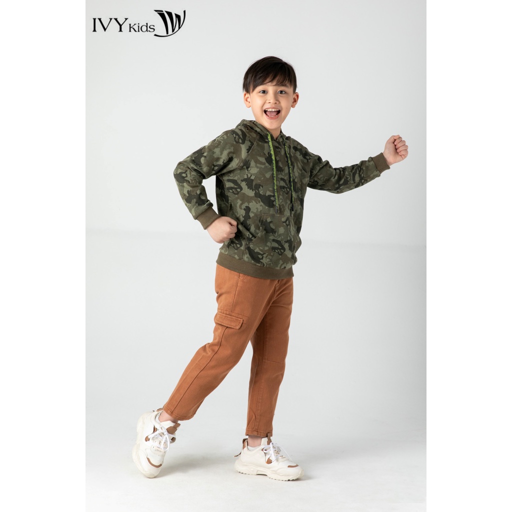 Áo hoodie rằn ri bé trai IVY moda MS 59K1426