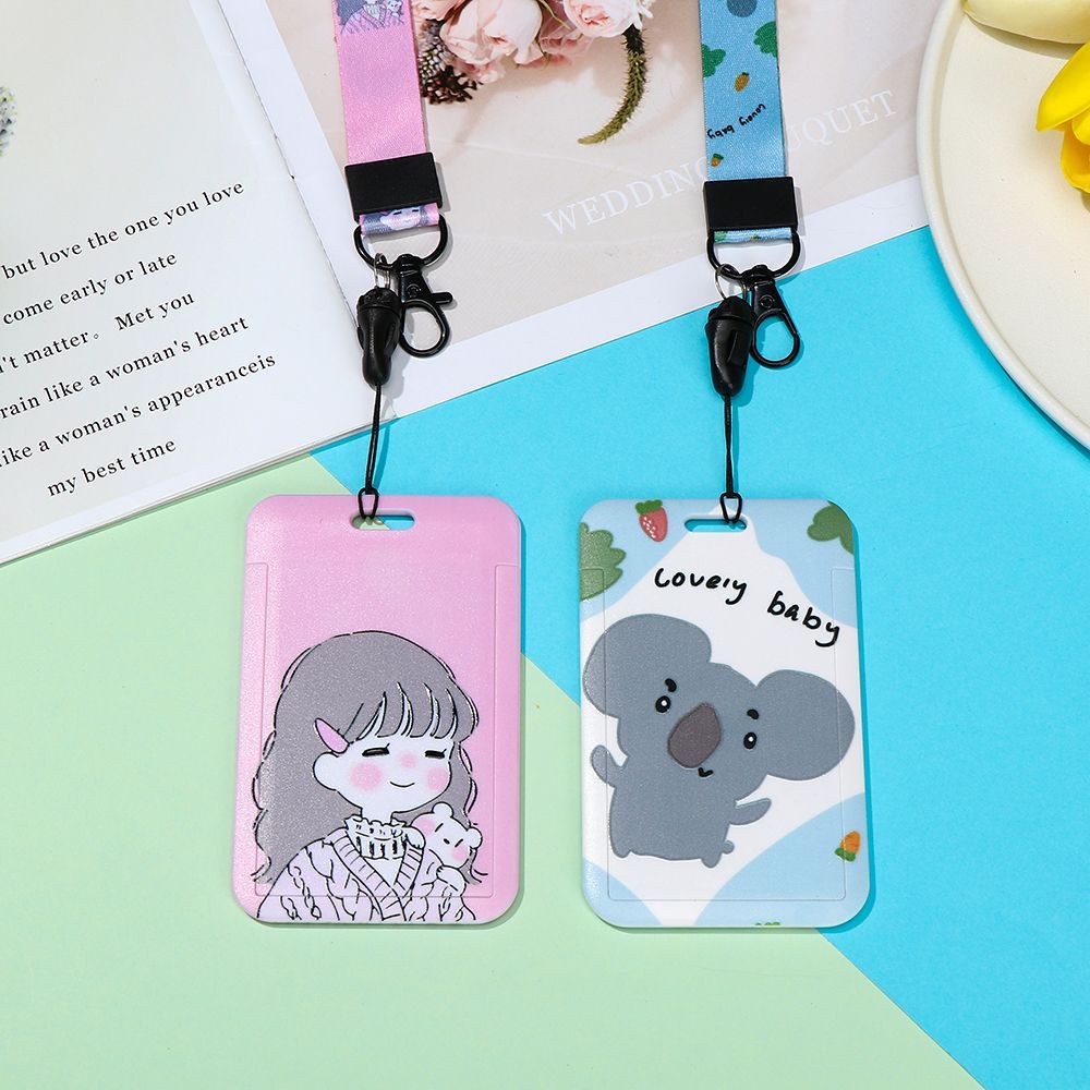 Bao đeo thẻ tên họa tiết hoạt hình dễ thương có dây