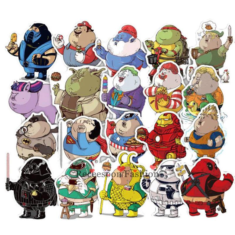 32pcs Fat Super Hero Cartoon Cute Sticker Waterproof Luggage Decal Stickers