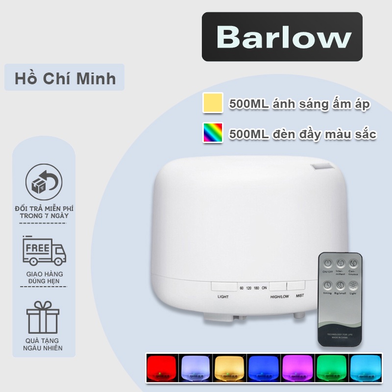 Máy Xông Tinh Dầu Phun , Máy Phun Tinh Dầu Sương Dung Tích 500ml Tặng Điều Khiển Có Chế Độ Hẹn Giờ On Đèn Led 7 Màu