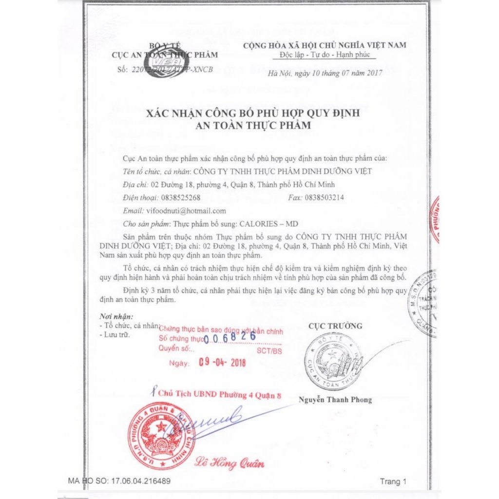 Thực phẩm bổ xung Calories MD