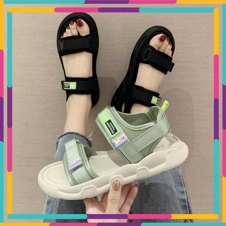 Giày Sandal dép quai hậu nữ  FREESHIP  đế siêu êm 2 quai dán chữ FIN