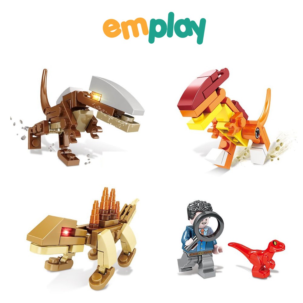 Đồ chơi lắp ráp khủng long xếp lego hình mini Emplay cao cấp nhựa ABS an toàn cho bé