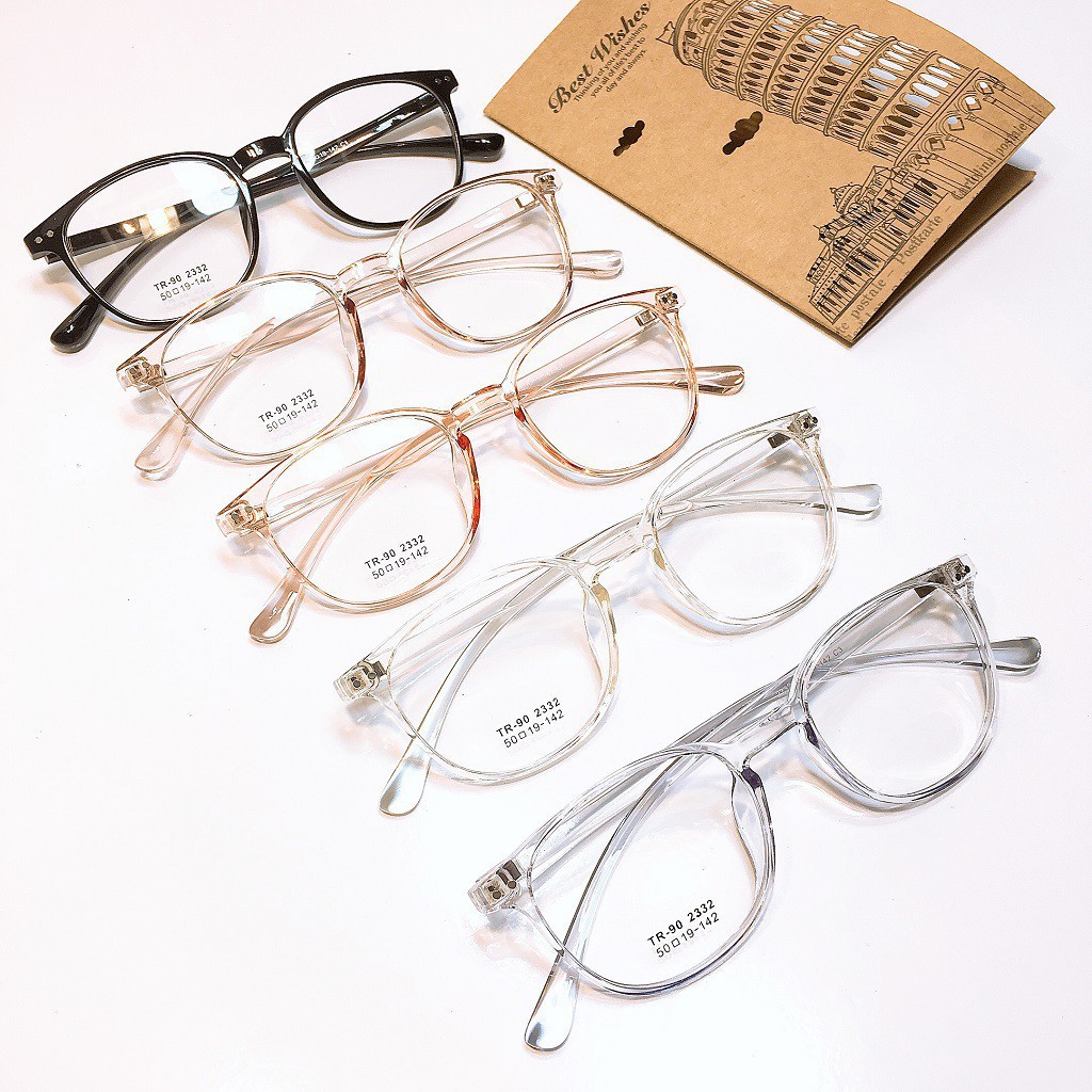 [Gía siêu rẻ] Gọng kính tròn bầu 2332 đã đeo là XINH -Nhận Cắt Mắt-Tặng kèm hộp+khăn+Chai nước lau kính