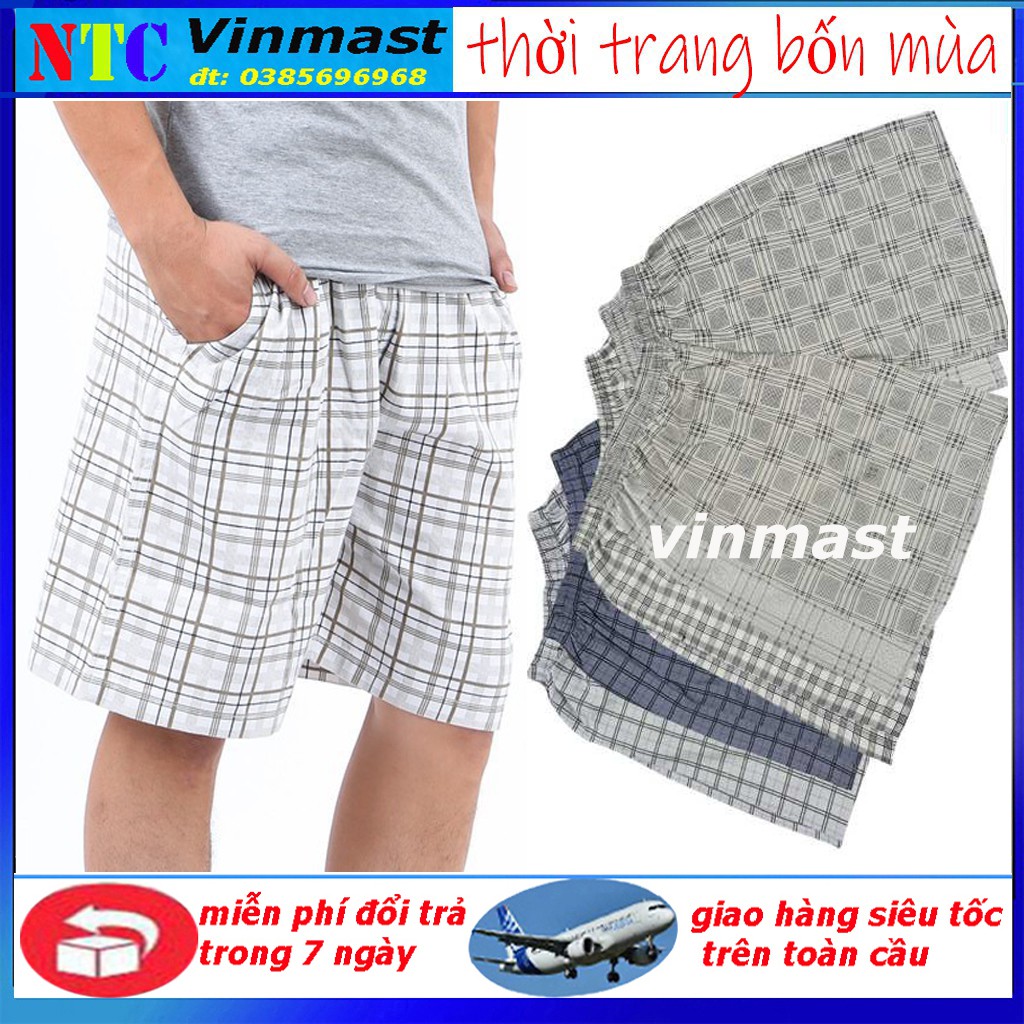 Quần đùi nam - Quần mặc nhà thoải mái kẻ caro cực đẹp ( giao màu ngẫu nhên)