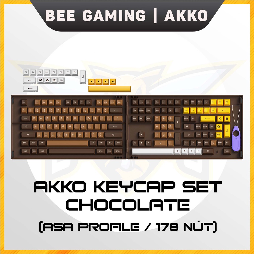 Bộ Keycap AKKO Chocolate | Chất liệu PBT Double Shot | ASA Profile | 178 nút