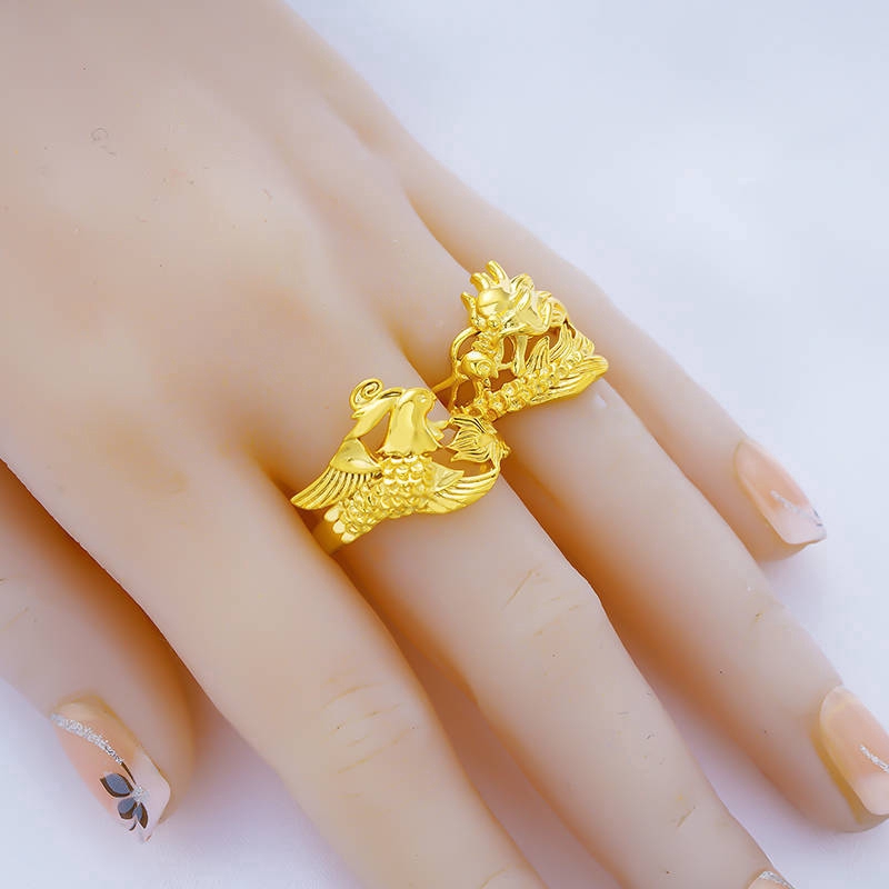 Nhẫn Bạc Mạ Vàng Nam Nữ Cặp Đôi Nhẫn Có Thể Điều Chỉnh