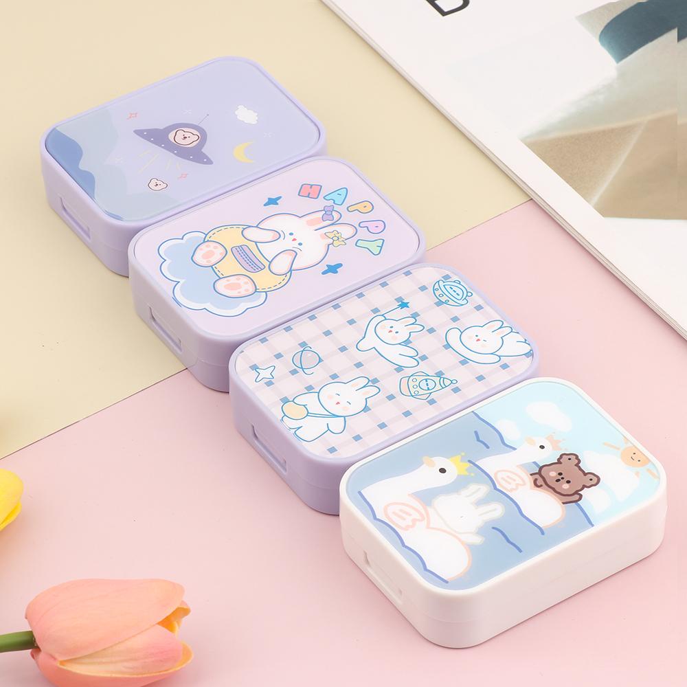 MIH Hộp Đựng Kính Áp Tròng Mini Hình Vuông Nhiều Màu Thời Trang