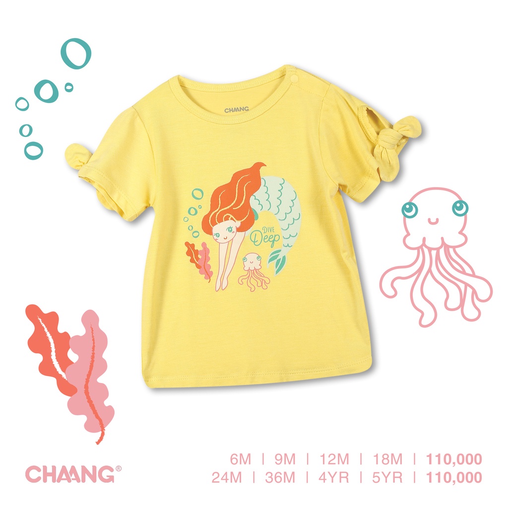 [CHAANG] Áo phông cộc tay nơ Sea vàng cho bé gái
