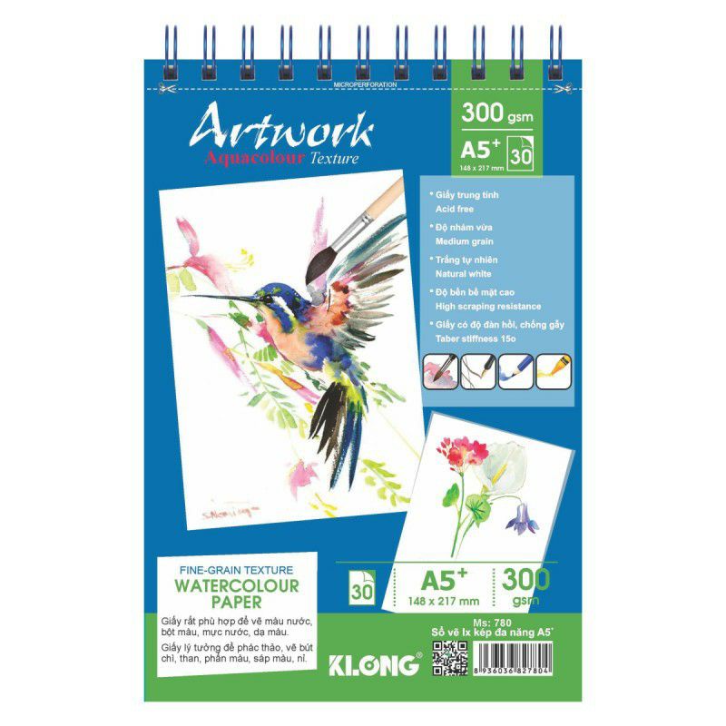 [Mã LIFEBOOK2 giảm 10% đơn 0Đ] SỔ VẼ / GIẤY VẼ MÀU NƯỚC KLONG ARTWORK A5+ / A4+ - 250GSM