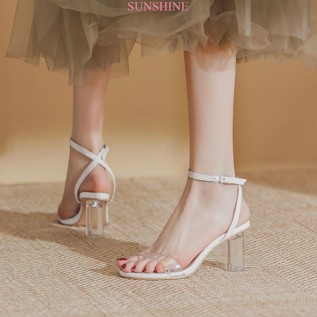 Sandal đế trong, dép sandal cao gót quai trong sang chảnh quý phái Sunshine_Store A002