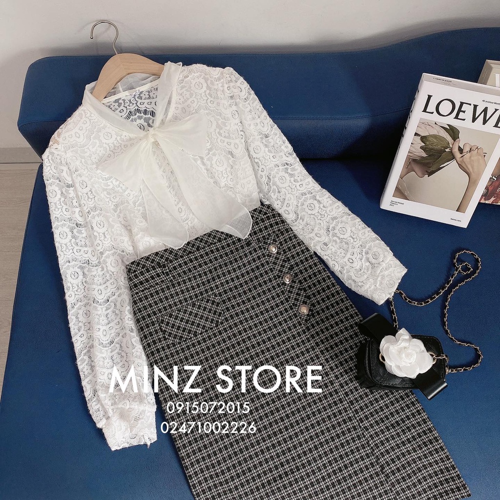 Chân váy dạ kẻ bút chì xẻ sau (2 màu) | BigBuy360 - bigbuy360.vn