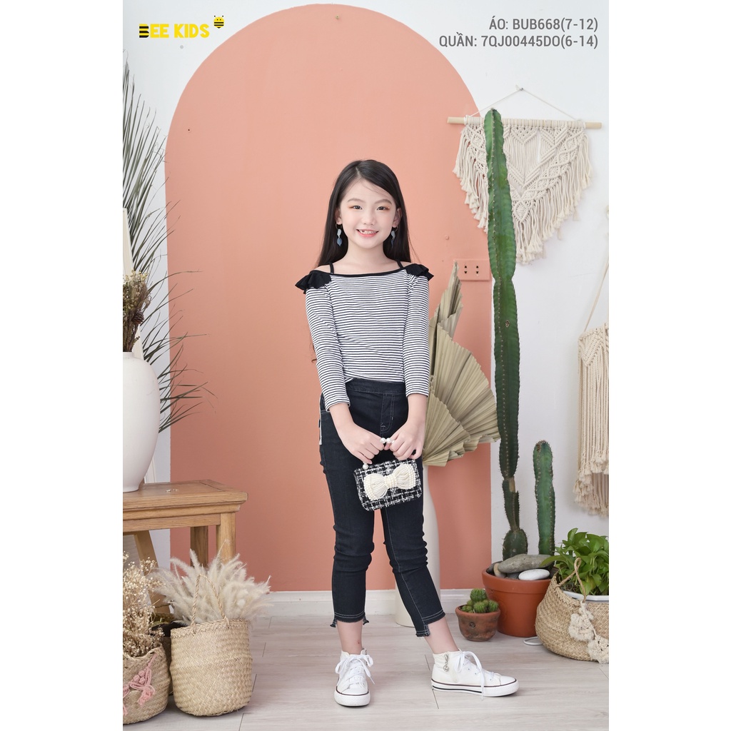 Quần Jeans Bé Gái Bee Kids Chất Liệu Jeans Mềm Mịn Thoáng Mát Thấm Hút Mồ Hôi Không Bai Không Xù (6-14 Tuổi) 7QJ00445DO