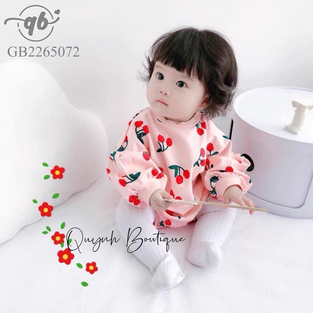 Bodysuit trẻ em Quỳnh Boutique Mẫu body chip cherry dài tay cho bé