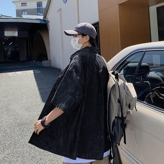 Áo sơ mi tay ngắn nam  dáng rộng in họa tiết kiểu Hàn Quốc cá tính cho Simple Fashion  sơ mi trắng nữ from rộng  bigsize áo nam đẹp áo sơ mi unisex