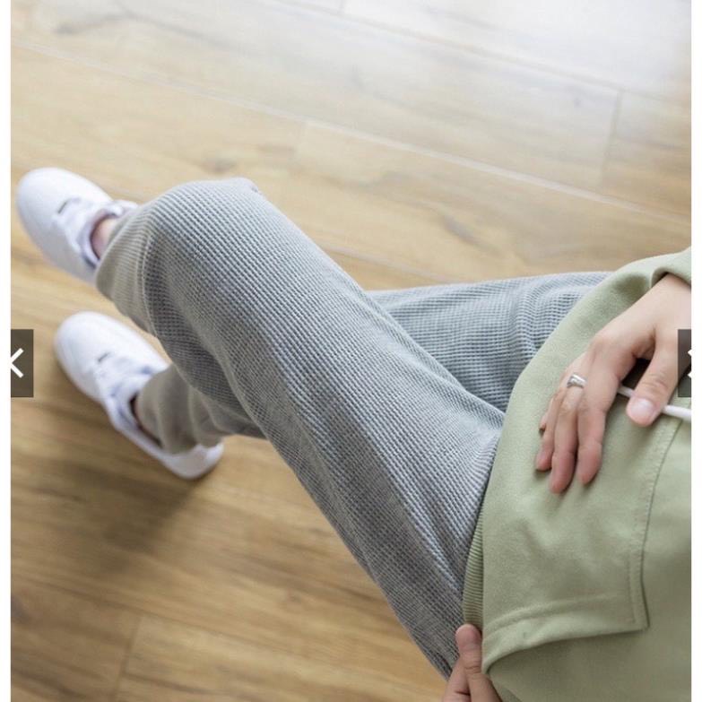 Quần bầu baggy nỉ tổ ong dáng suông siêu đẹp có chun rút gấu mặc đi ở nhà hay đi chơi cực xinh QB1489