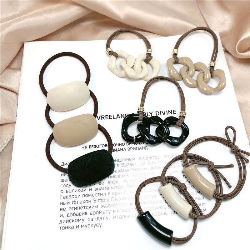 Combo 3 dây cột tóc dây xích nhựa trơn co giãn thời trang cho nữ CB07