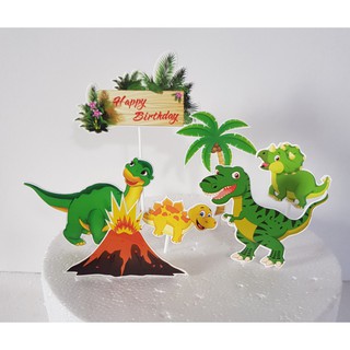 Set cắm giấy khủng long trang trí bánh kem, hình cắm giấy trang trí
