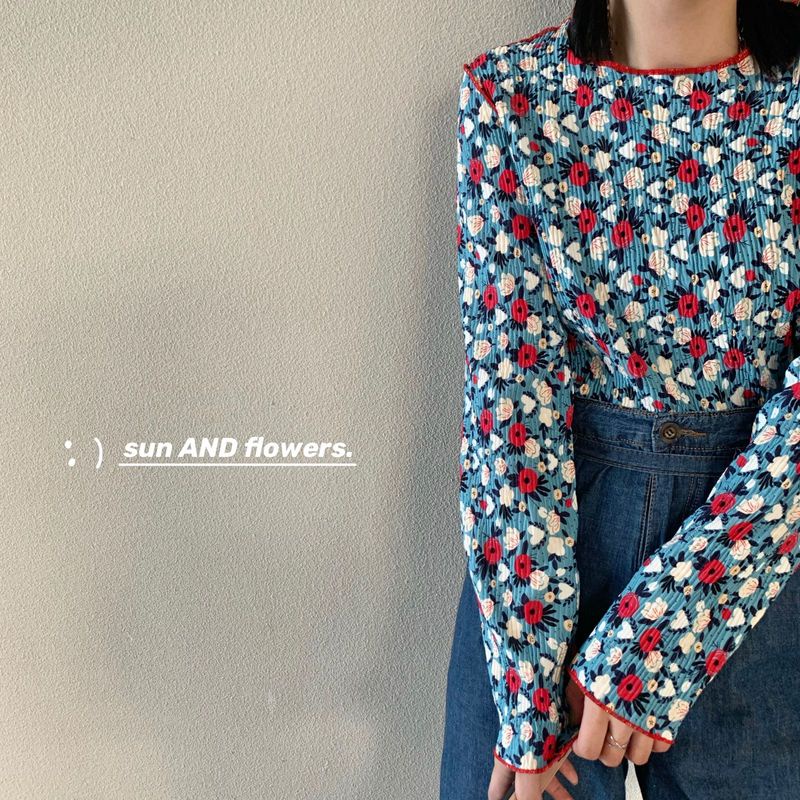 Áo Kiểu Tay Dài In Hoa Thời Trang Mùa Thu Phong Cách Vintage