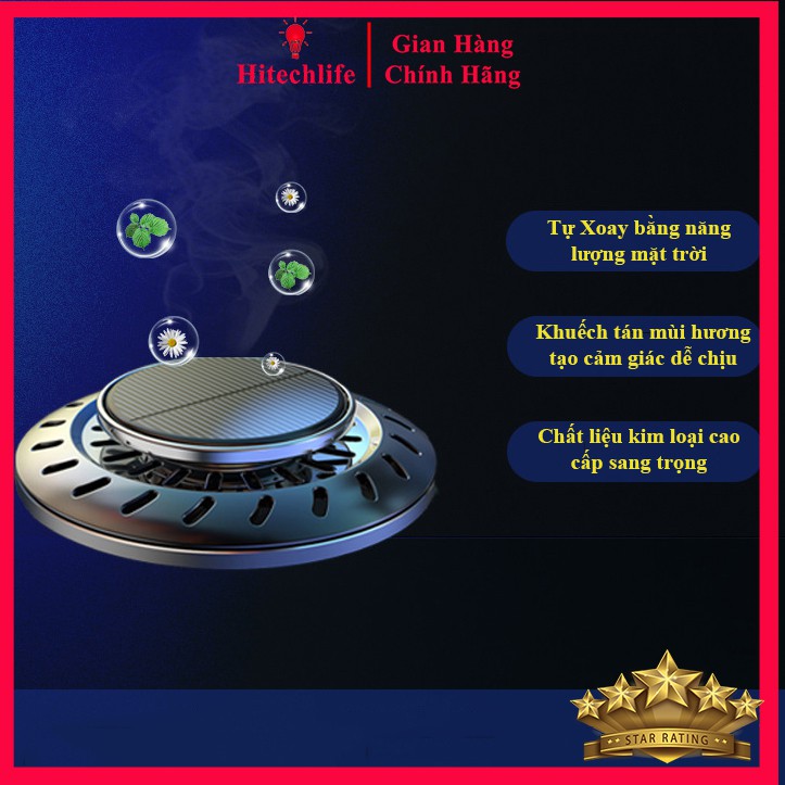 Nước Hoa Xe Hơi Cao Cấp - Sáp Thơm Ô Tô Hitechlife Đĩa Bay UFO Pin Năng Lượng Mặt Trời Tặng 2 Lọ Tinh Dầu Thơm Đặc Biệt | BigBuy360 - bigbuy360.vn