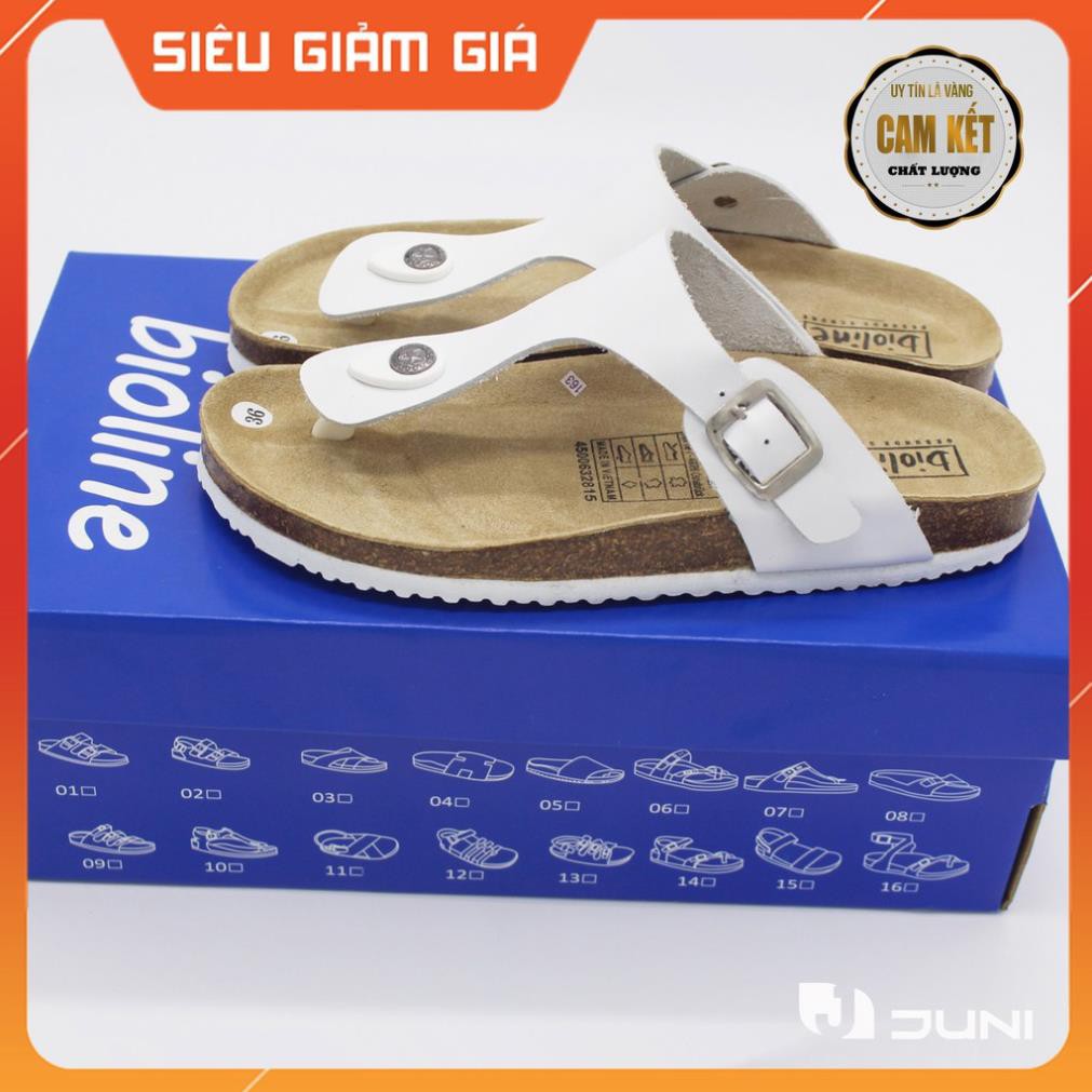 [DA BÒ THẬT] W07-Dép da bò xỏ ngón Birken Bioline Unisex (Đế trấu) - Juni Store