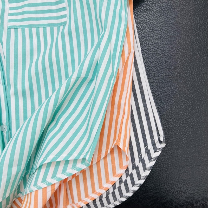 Áo Sơ Mi Nữ Sọc Tay Ngắn 45 -90kg Bigsize, Cotton Mát mẻ