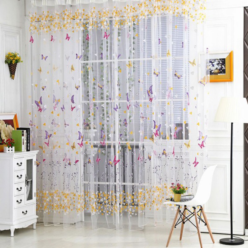 100*200cm Rèm Cửa Hình Bướm, Cửa Sổ Gia Đình