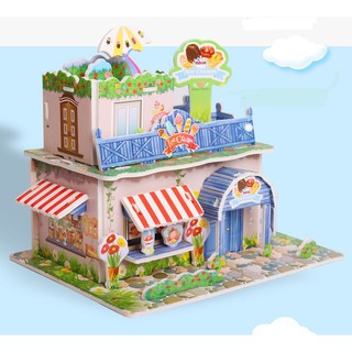Mô hình xếp hình 3D bằng giấy Tiệm kem, cửa hàng kem mơ ước