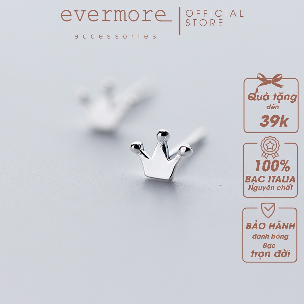 Bông tai bạc EVERMORE, khuyên tai My Queen bạc Ý 925 nguyên chất, phong cách minimalism, thanh lịch - H008