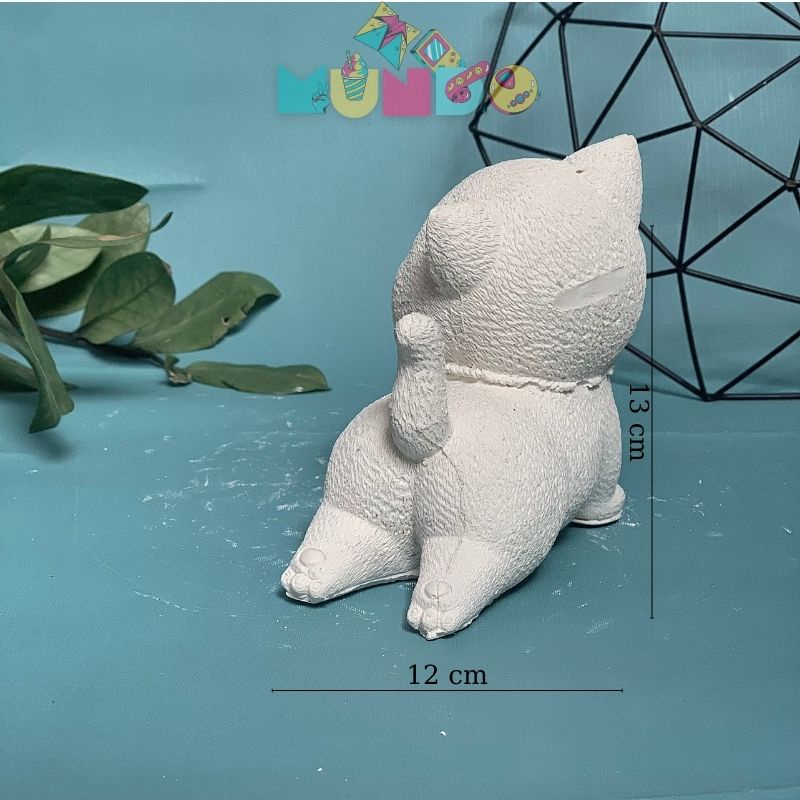 Tượng tô màu cao cấp (kèm màu/cọ) chọn mẫu MÈO LƯỜI tượng thạch cao MUNDO