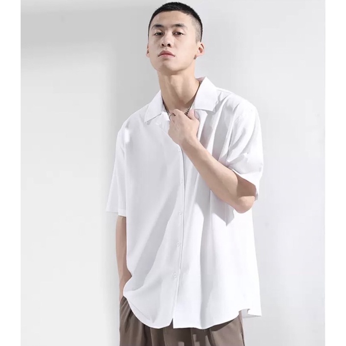 Áo sơ mi tay ngắn cổ vest nam nữ form rộng Ulzzang unisex