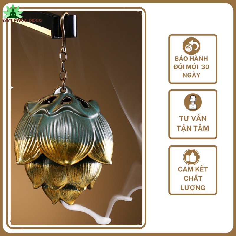 Lư đốt trầm hương ,lư hương hoa sen treo khói ngược cực vip-khói thả trầm buông xuống